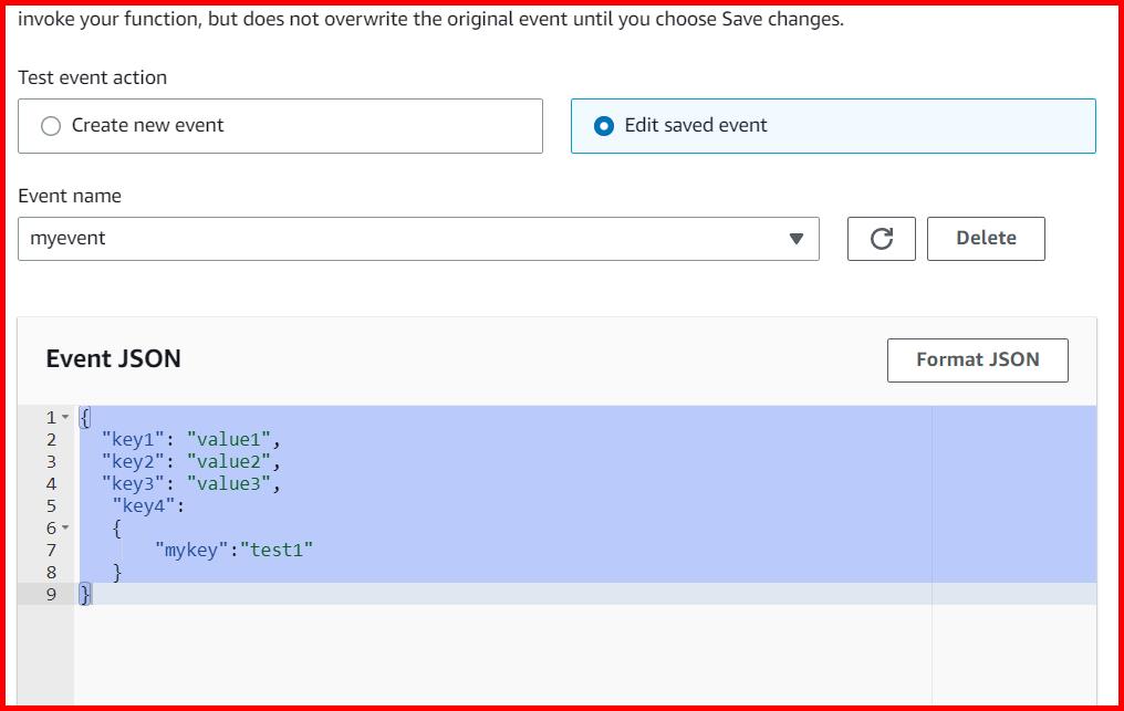 Picture showing changing the structure of event json